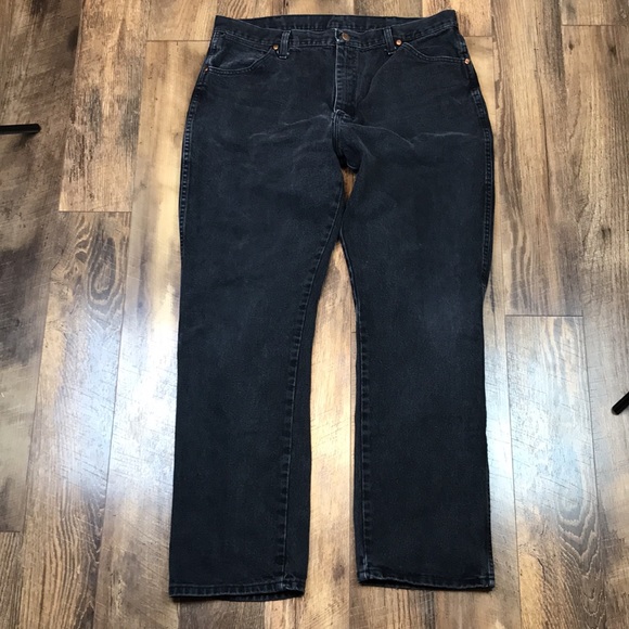 Wrangler Black Patch Cowboy Cut Jeans 13MWZ - Picture 2 of 9